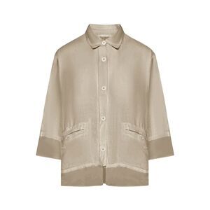 Transit Women 3/4 Sleeve Linen Shirt With Georgette Inserts